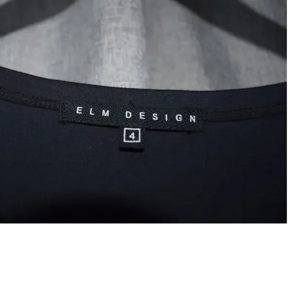 Elm Design Black Asymmetrical Long Sleeve Pima Cotton Dress Size 4 - Picture 3 of 4